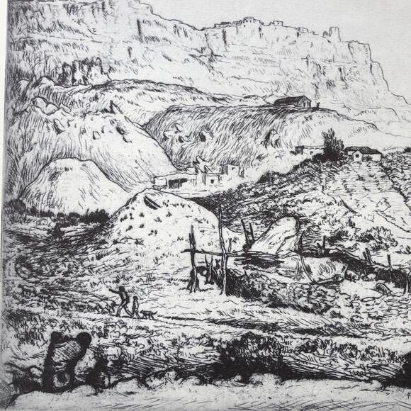 Mahonri Young "Walpi in Sunlight" 1930s Art Print Sketch Vintage Arizona Navajo - Picture 3 of 12